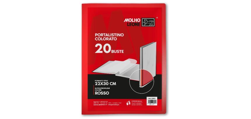 Portalistino 20 buste rosso A4 (conf.24)