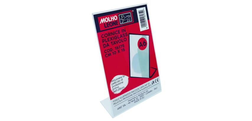 CORNICE A L IN PLEXIGLASS DA TAVOLO CM 10 X 15 (VERTICALE)