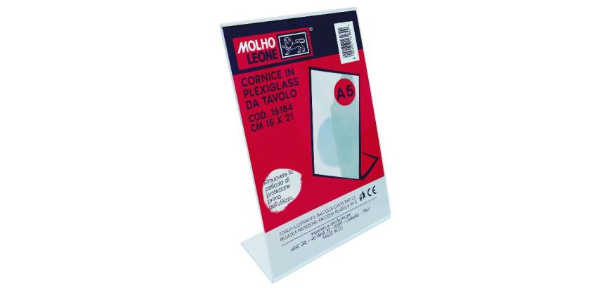 CORNICE A L IN PLEXIGLASS DA TAVOLO CM 15 X 21 (VERTICALE)