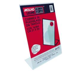 CORNICE A L IN PLEXIGLASS DA TAVOLO CM 21 X 30 (VERTICALE)
