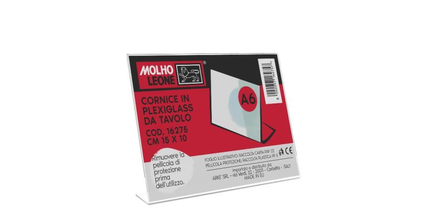 CORNICE A L IN PLEXIGLASS DA TAVOLO CM 15 X 10 CM (ORIZZONTALE)