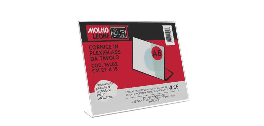 CORNICE A L IN PLEXIGLASS DA TAVOLO CM 21 X 15 (ORIZZONTALE)