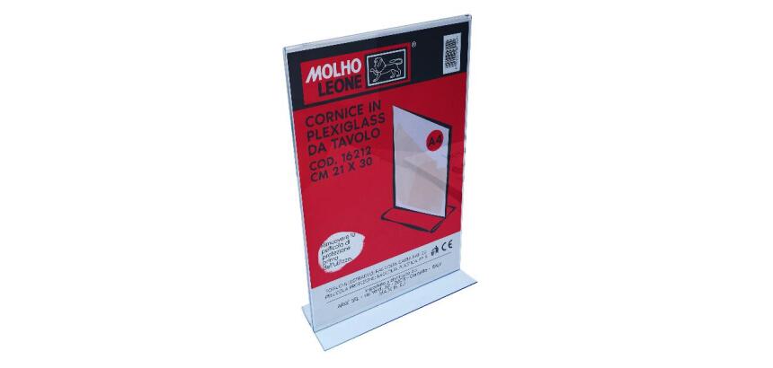 CORNICE A T IN PLEXIGLASS DA TAVOLO CM 21 X 30 (VERTICALE)