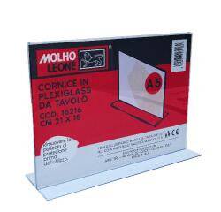 CORNICE A T IN PLEXIGLASS DA TAVOLO CM 21 X 15 (ORIZZONTALE)