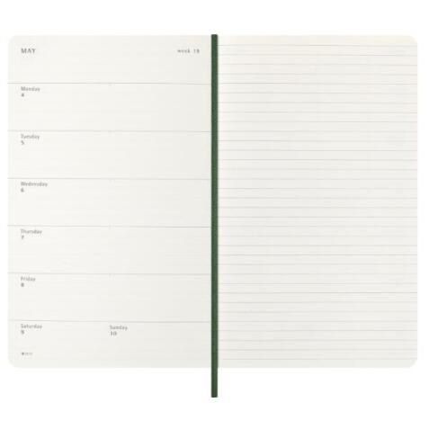 AGENDA SETTIMANALE 2026 VERDE COPERTINA MORBIDA LARGE