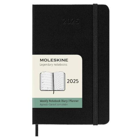 AGENDA SETTIMANALE 2025 NERO COPERTINA RIGIDA POCKET