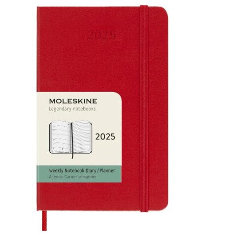 AGENDA SETTIMANALE 2025 ROSSO COPERTINA RIGIDA POCKET