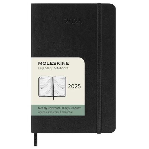 AGENDA SETTIMANALE NERO COPERTINA 2025 MORBIDA POCKET