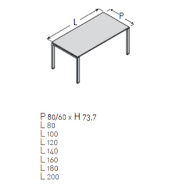 Scrivania-gamba met.160x80 NV FRAS. su