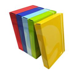PORTA PROGETTI DORSO 5 25x34x5 ELASTICO PIATTO CARTONE PESANTE PLASTICA LUCIDA COLORI ASSORTITI