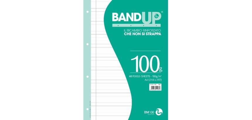 Ricambi BandUP forati rinforzati - A4 - 1 rigo c/margine - 100gr - BM - conf. 40 pezzi