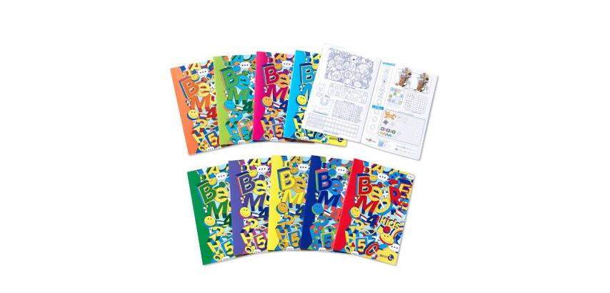 CF10 MAXI QUADERNI A4 100GR RIGATURA 10MM FG 18+1 COVER PESANTE 250GRPLASTICA OPACA + SERIGRAFIA LUCIDA 9 COLORI ASSORTITI