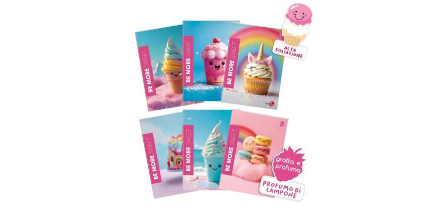 CF10 QUADERNI MAXI SWEET A4 100GR RIGATURA C FG 24 COVER PESANTE PLASTICA OPACA GLITTER+PROFUMO