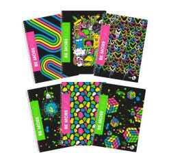CF 5 QUADERNI MAXI SPIRALATI FLUO A4 80GR RIGATURA 1 RIGO NO FORI DOPPIA COVER 230GR PLASTICA LUCIDA
