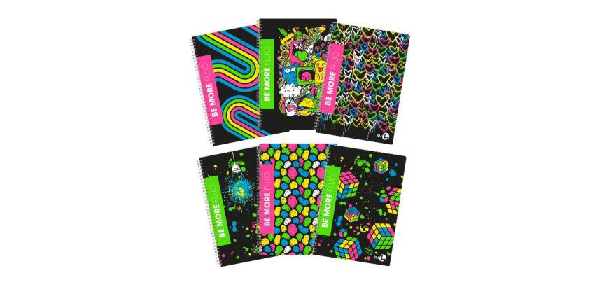 CF 5 QUADERNI MAXI SPIRALATI FLUO A4 80GR RIGATURA 5MM NO FORI DOPPIA COVER 230GR PLASTICA LUCIDA