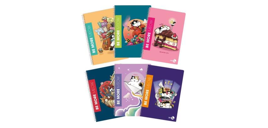 CF 5 QUADERNI MAXI SPIRALATI MEOW A4 80GR RIGATURA 1 RIGO NO FORI DOPPIA COVER 230GR PLASTICA LUCIDA