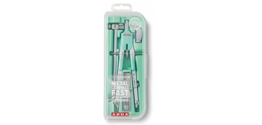 Balustrone Fast Pastel kit in compact-box composto da compasso  prolunga  adattatore  ricambi e temperamine apertura rapida pinze e 2 snodi