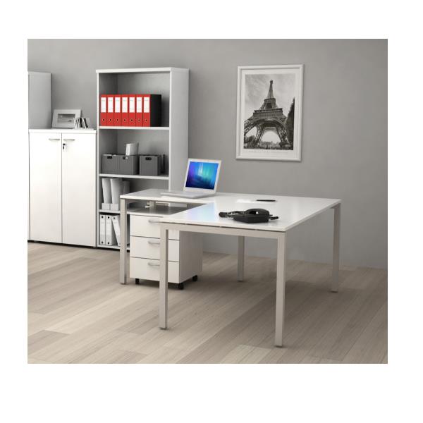 Scrivania duo regolabile elettricamente - 140x80 cm - Due motori doppi -  Bianco / Antracite