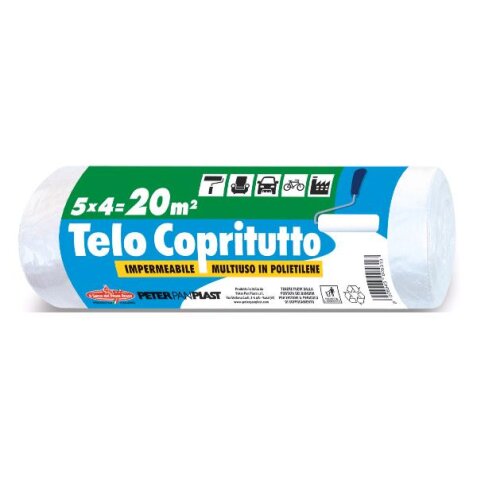 ROTOLO FASCETTA TELO COPRITUTTO ECONOMICO NEUTRO 4X5 20 MQ 9 MYCRON HDPE