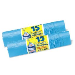 FASC. PIEGA A C P.R.TIRETTO  AZZURRO 55X65 PZ.15 12 MYCRON HDPE