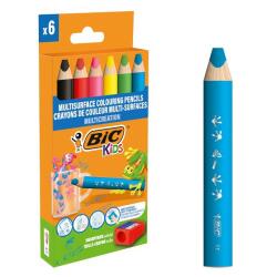 En_lapices de colores bic multisuperficies triangulares mina borrable caja de 6 unidades colores surtidos +