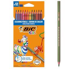 Matita colorata Evolution Stripes - colori assortiti - Bic - conf. 12 pezzi