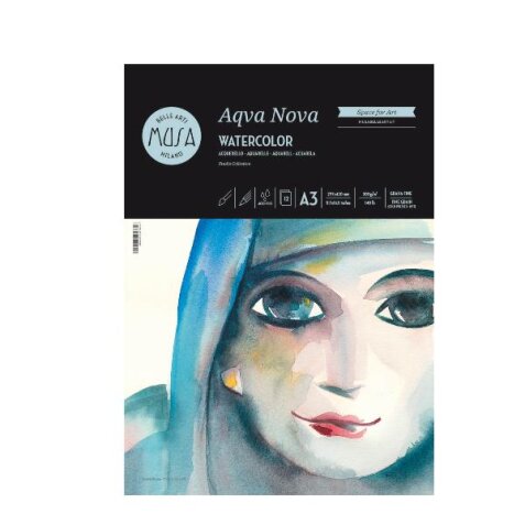 AQVA NOVA - ACQUERELLO BLOCCO 12 FG. 300 GR. FINE - CM.21X29,7 (A4)