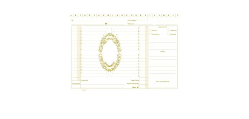 CONFEZIONE DA 100 SCHEDE PER DENTISTI  CARTONCINO DA 140 GR           17X24 CM