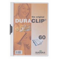 Cartellina Duraclip dorso 6 mm  PVC  capacità 60 fogli A4  clip in acciaio con garanzia 5 anni  col bianco (conf.25)