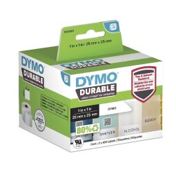 Etichette DYMO LW Durable Mutliuso  25x25 mm - Bianco - PERMANENTE - 850 etichette x 2 rotolo/i
