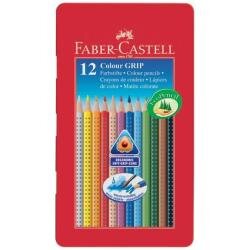 En_lapices de colores faber castell acuarelable colour grip triangular caja metalica de 12 colores surtidos