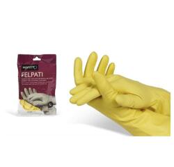 Guanti in lattice - felpati - taglia S/6 - giallo - Perfetto - blister 2 pezzi