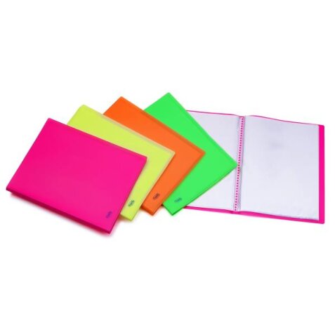 P/LISTINO NEON IN PPL OPACO/COPERTINA FLESSIBILE/BUSTE INT.FINITURA   LISCIA /20 BUSTE 22X30/ COLORI ASS. ARANCIO/FUCSIA/VERDE/GIALLO