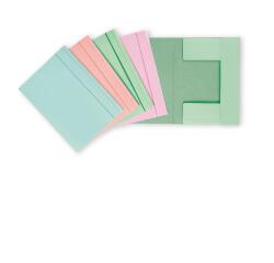 CF25 CARTELLA 3 LEMBI CON ELASTICO PASTEL  CARTONCINO   FORMATO ESTERNO 26X35CM FORMATO INTERNO 25X34 5CM DORSO 0-3 ASSORTITI
