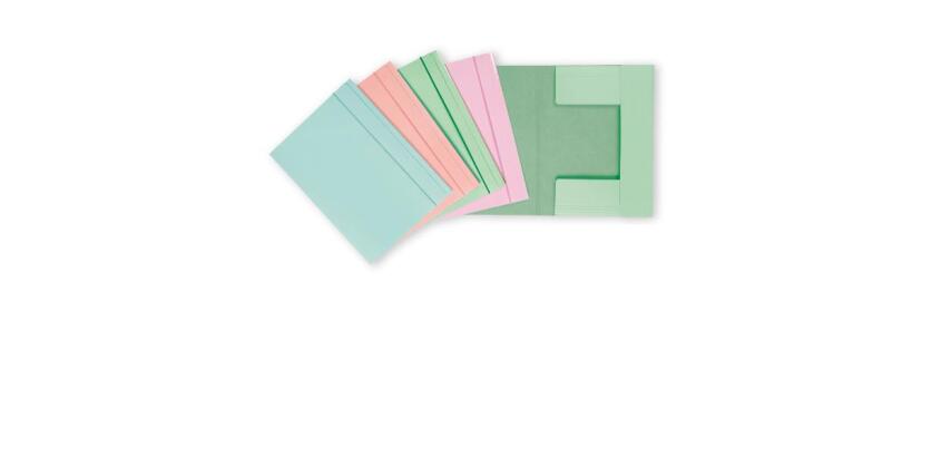 CF25 CARTELLA 3 LEMBI CON ELASTICO PASTEL  CARTONCINO   FORMATO ESTERNO 26X35CM FORMATO INTERNO 25X34 5CM DORSO 0-3 ASSORTITI