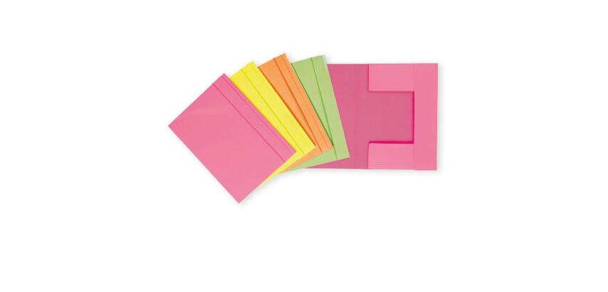 CF25 CARTELLA 3 LEMBI CON ELASTICO NEON  CARTONCINO   FORMATO ESTERN  O 26X35CM FORMATO INTERNO 25X34 5CM DORSO 0-3 ASSORTITI