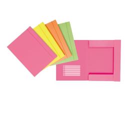 CF12 CARTELLA 3 LEMBI CON ELASTICO NEON  CARTONCINO   FORMATO ESTERNO 26X34CM FORMATO INTERNO 24 5X33CM DORSO 1 ASSORTITI