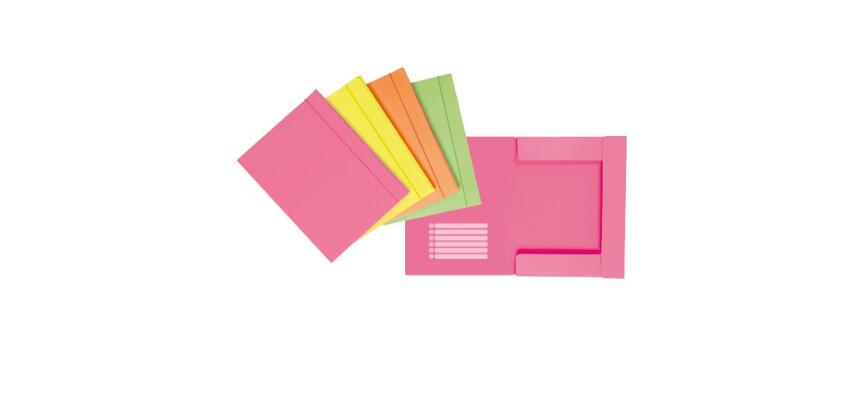 CF12 CARTELLA 3 LEMBI CON ELASTICO NEON  CARTONCINO   FORMATO ESTERNO 26X34CM FORMATO INTERNO 24 5X33CM DORSO 1 ASSORTITI