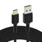 Green Cell Cable Ray USB Cable - USB-C 120cm with green LED backlight and support fast charging Ultra Charge  QC 3.0