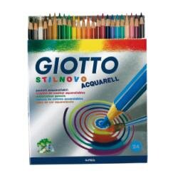 Pastelli Giotto Stilnovo Acquarell 24 pz assortiti esagonali  verniciati colore mina  spigoli argento  mina acquerellabile 3 3 mm