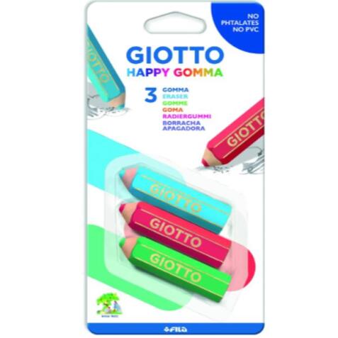 Espositore 40 gomme   HAPPY la nuova gomma a forma di matita colorata  6 5 X 1 5 cm.