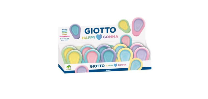 Espositore 30 gomme Happy Love colori pastello