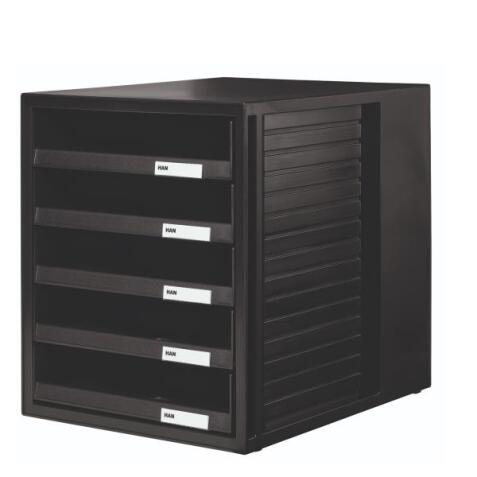 CASSETTIERA SCHRANK-SET  CON 5 CASSETTI APERTI NERO