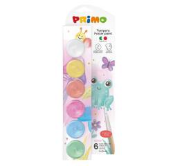 PRIMO TEMPERA IN VASETTI 6 COLORI PERLATO DA 25ML + 1PENNELLO