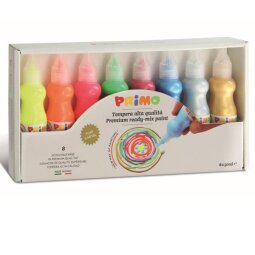 Set 8 bottiglie 50ml tempera fluo e metal