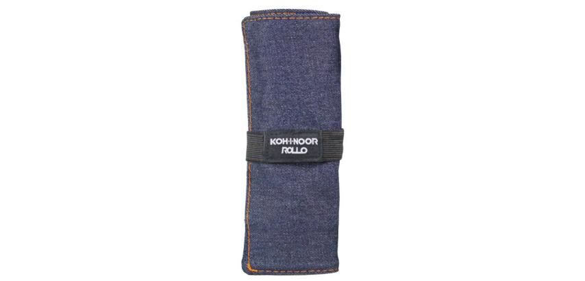 ASTUCCIO ARROTOLABILE JEANS BLU CON 24 SCOMPARTI E BUSTINA CON ZIP