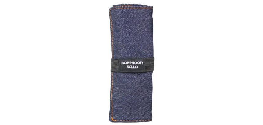 ASTUCCIO ARROTOLABILE JEANS BLU CON 24 SCOMPARTI E BUSTINA CON ZIP