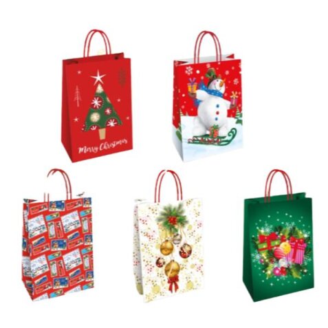 Florio - Shopper Christmas 26x12x35, confezione da 25 assortito