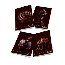 CF10 QUADERNO MONOCROMO CHOCOLATE A4 100GR RIGATURA 5M FF. 38+R COVER PLASTIFICA OPACA+SERIGRAFIA LUCIDA SPESSORATA FANTASIE ASSORTITE