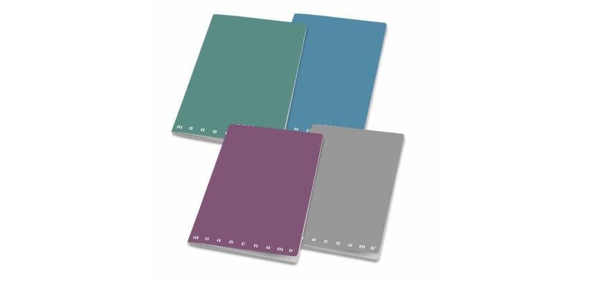 Quaderno punto metallico Maxi Monocromo Dusty A4 100gr  38 fogli  rigatura Q  colori assortiti  confezione 10 pezzi.